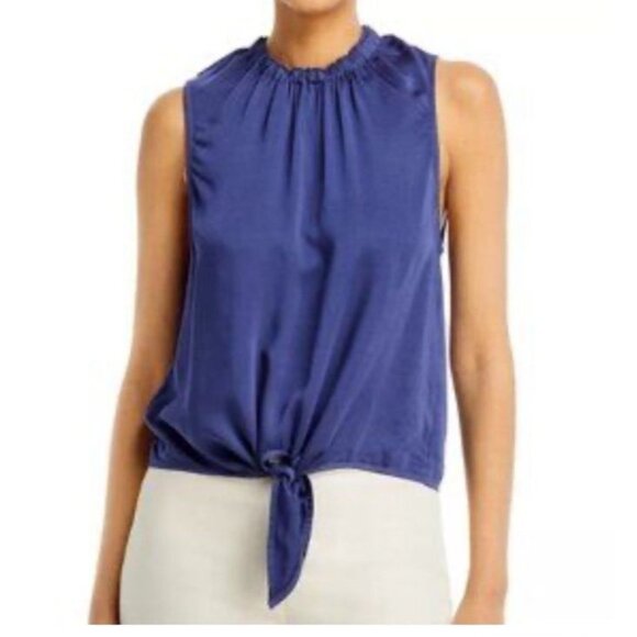 NWT Bella Dahl Blue Sleeveless Pullover Tie Front Top Tank Womens Size Large - Picture 1 of 10